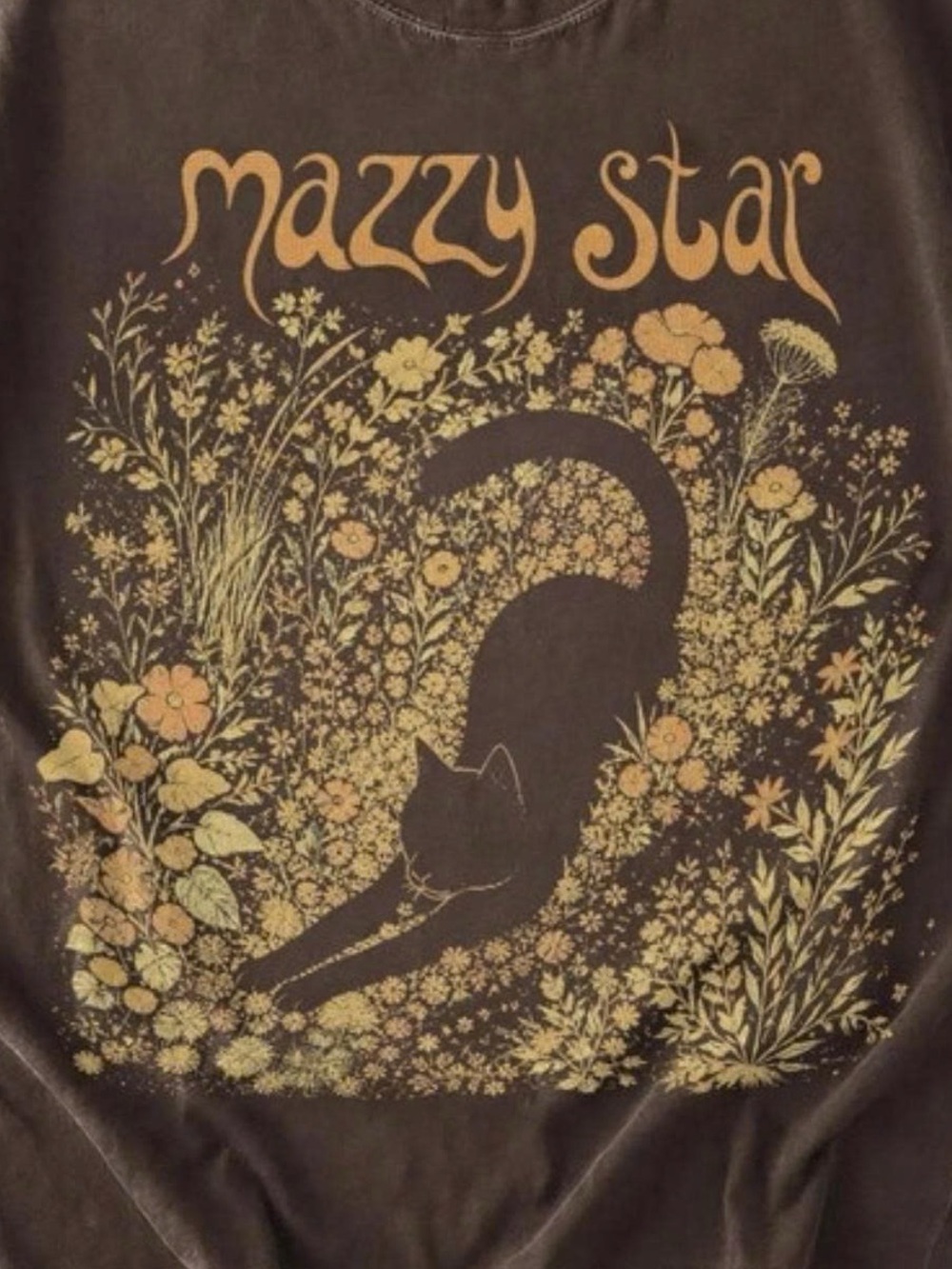 Mazzy Star Band Tee - Vintage Flower Cat Graphic - Picture 2 of 2